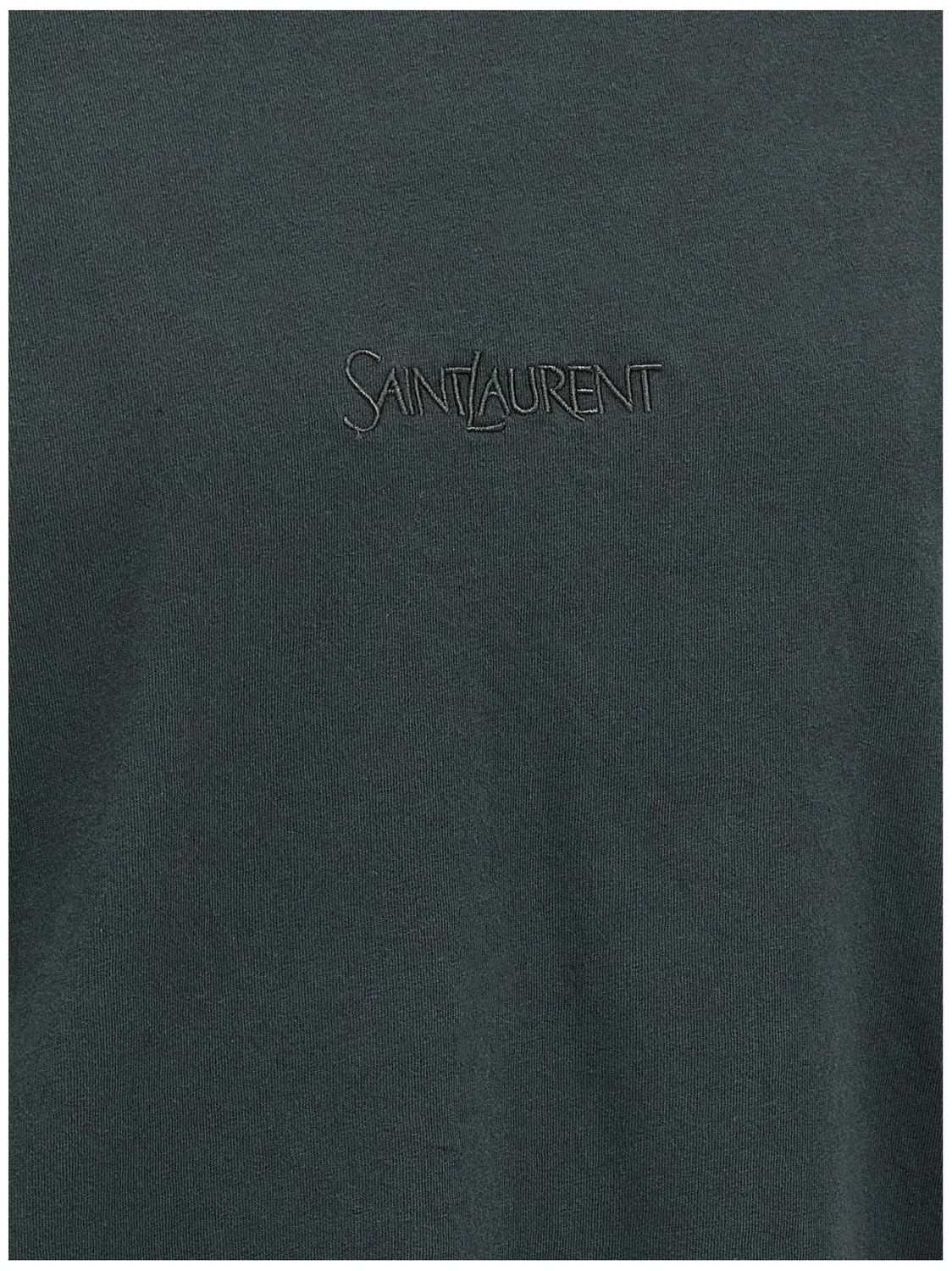 Мужская футболка с вышивкой логотипа Black Cotton T-Shirt Saint Laurent, Black — фото 4