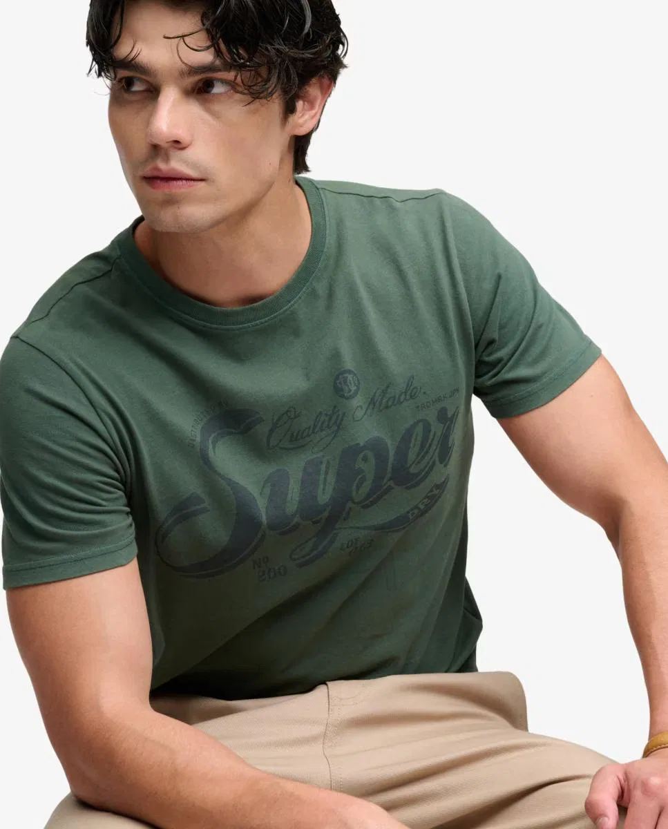 Мужская футболка с принтом, Vintage Workwear, Superdry, зеленый — фото 3