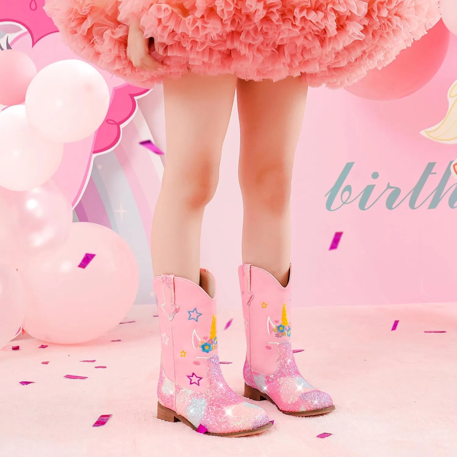 Детские сапоги для девочек с принтом Unicorn Motasha, Unicorn Pink — фото 2