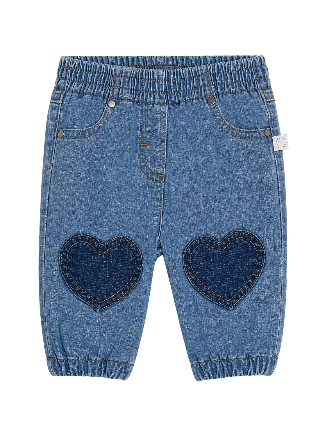 Джинсы с эластичными манжетами и нашивкой Stella Mccartney Kids, синий