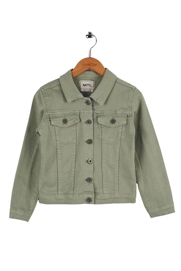 Детская куртка для девочек хлопковая Mutlu basic gabardine girls' jacket Mutlu Kids, Green — фото 2