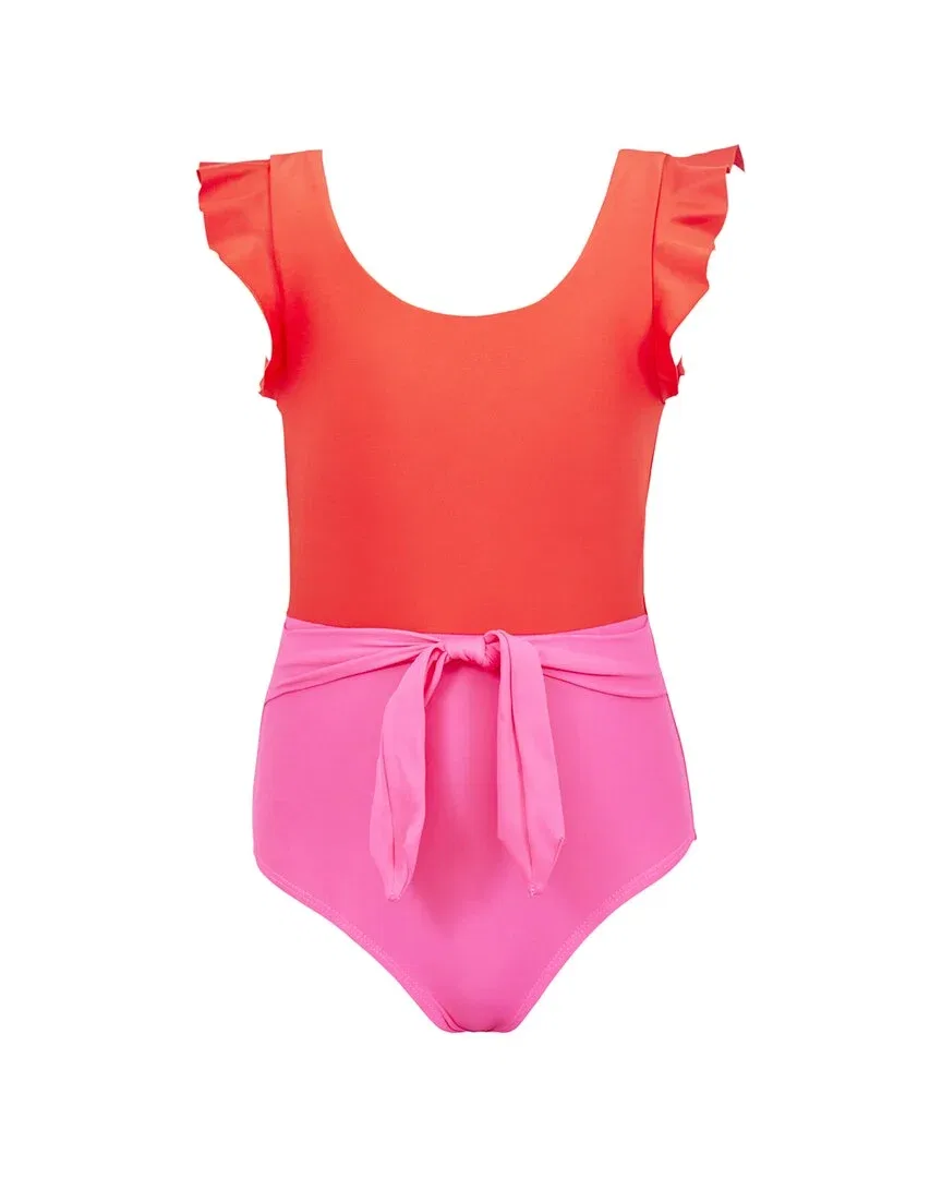 Детский купальник слитный с воланами и поясом PQ Swim Cosmic, розовый, розовый
