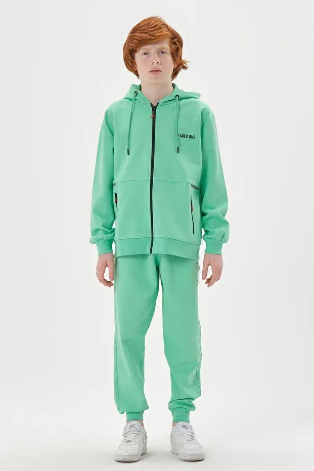 Детский спортивный комплект для мальчиков с капюшоном Basics Black One, Spring Bud