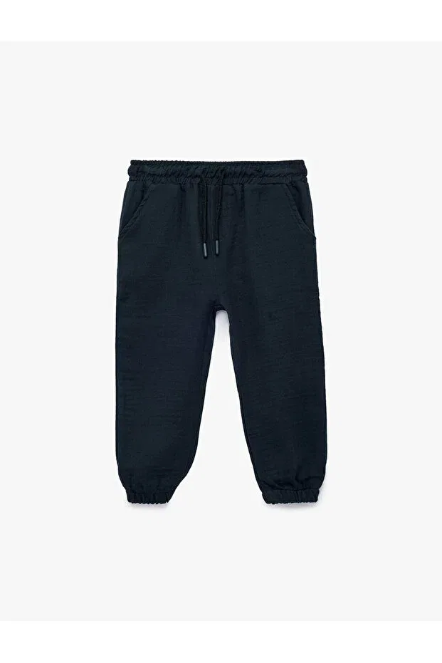 Детские брюки-джоггеры хлопковые Muslin Koton, Navy Blue