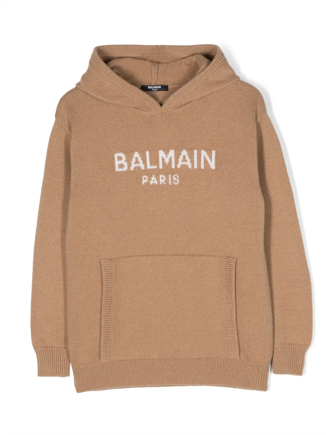 Худи с интарсированным логотипом Balmain, коричневый
