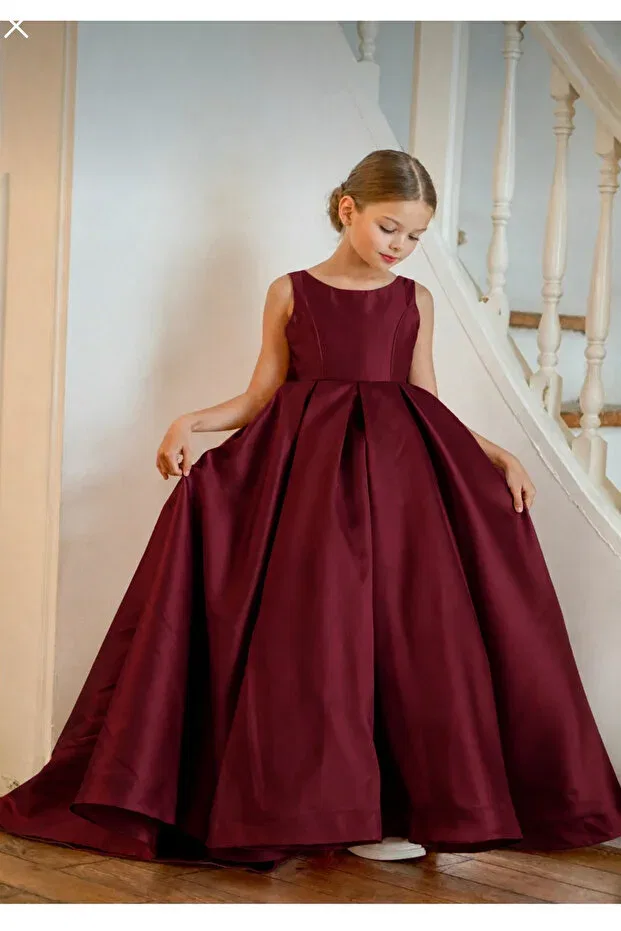 Детское платье для девочек с открытыми плечами Bunelo, Burgundy — фото 2
