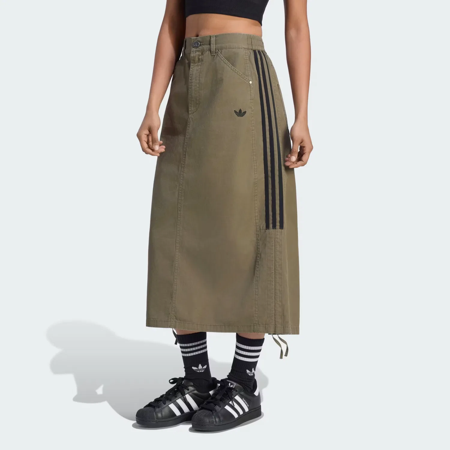 Женская юбка из твила Parachute Skirt Adidas Originals, оливковый