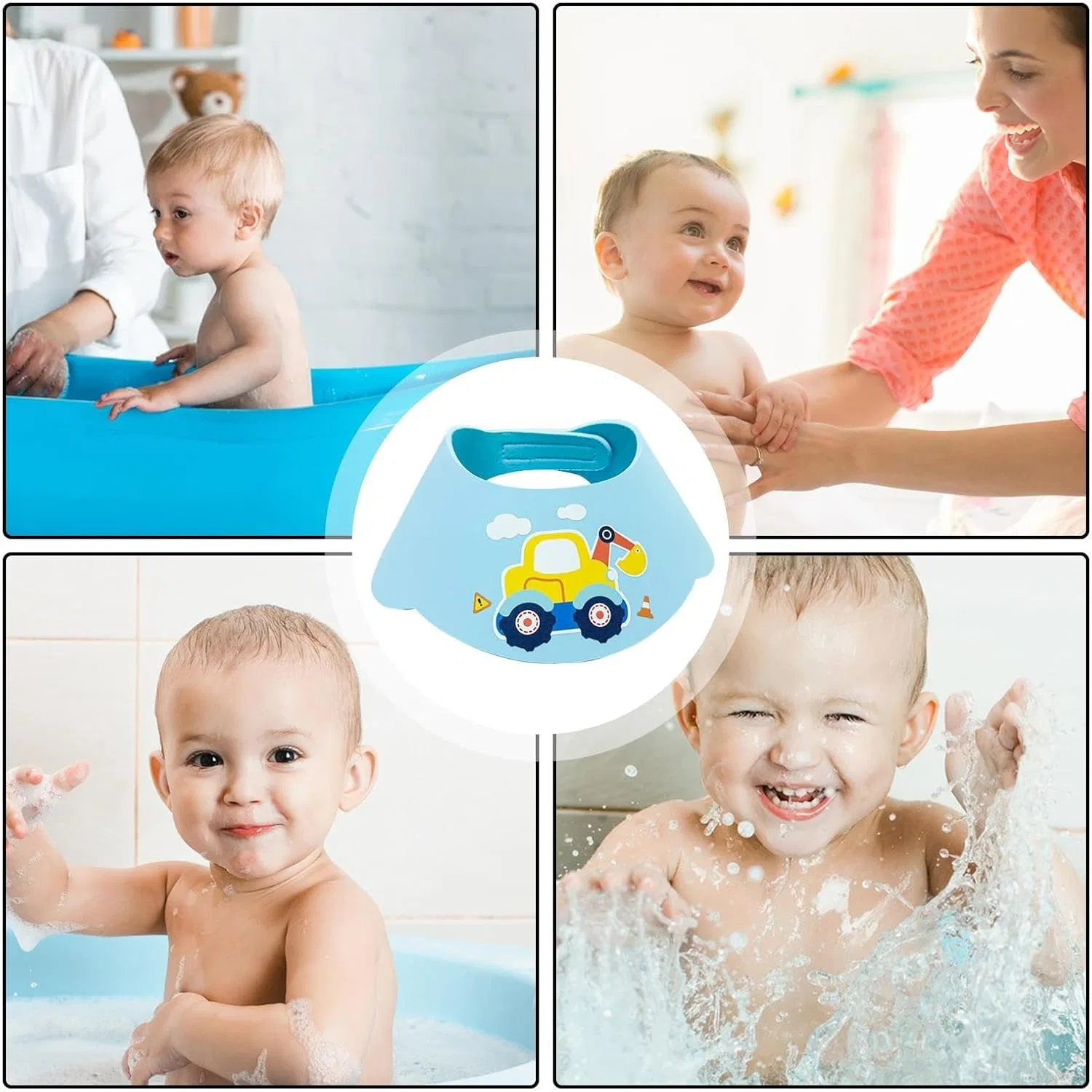 Детская шапочка для душа, водоотталкивающая, регулируемая, синяя Generisch — фото 4