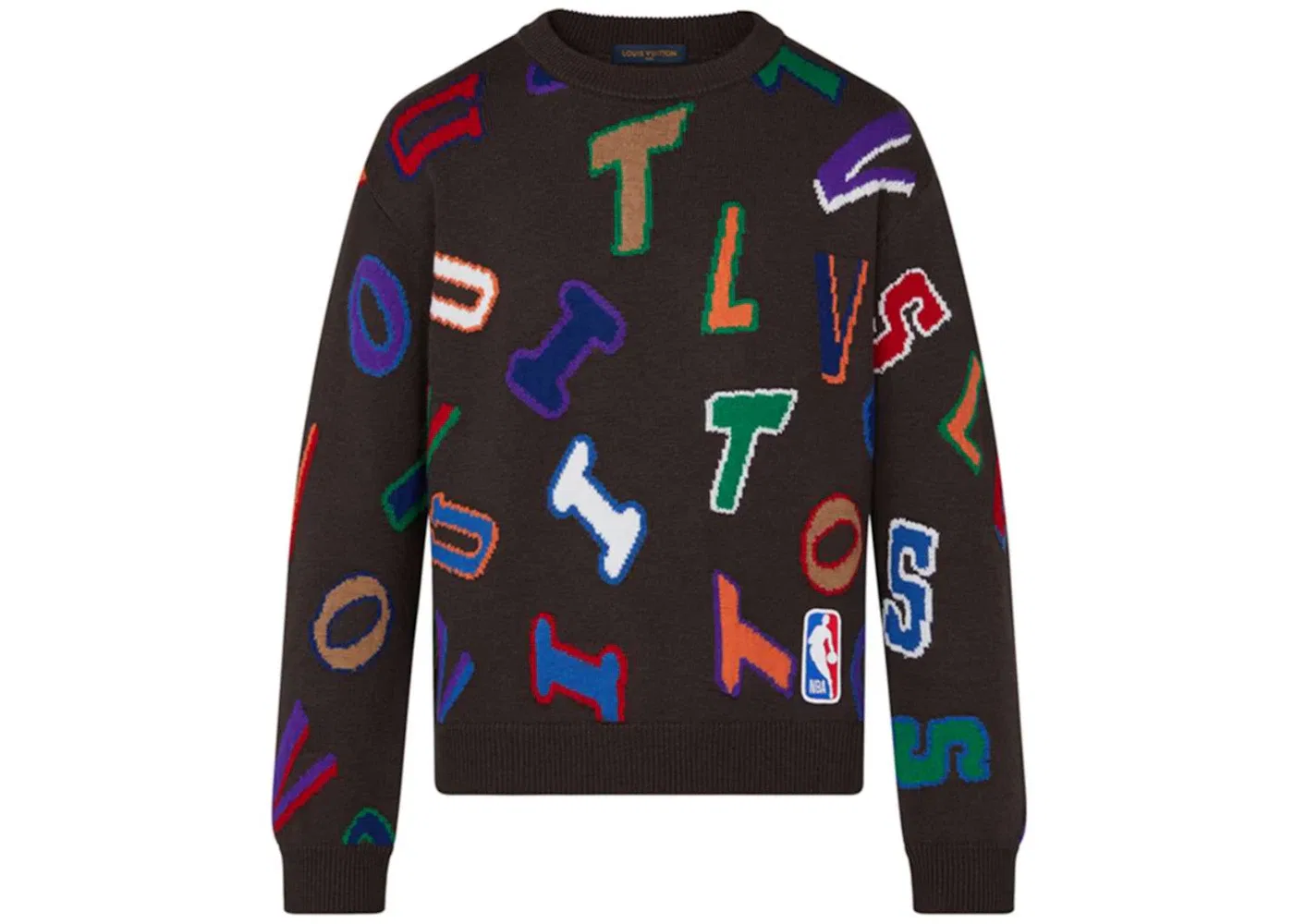 Мужской свитшот с принтом Louis Vuitton x NBA Letters Crewneck, Brown