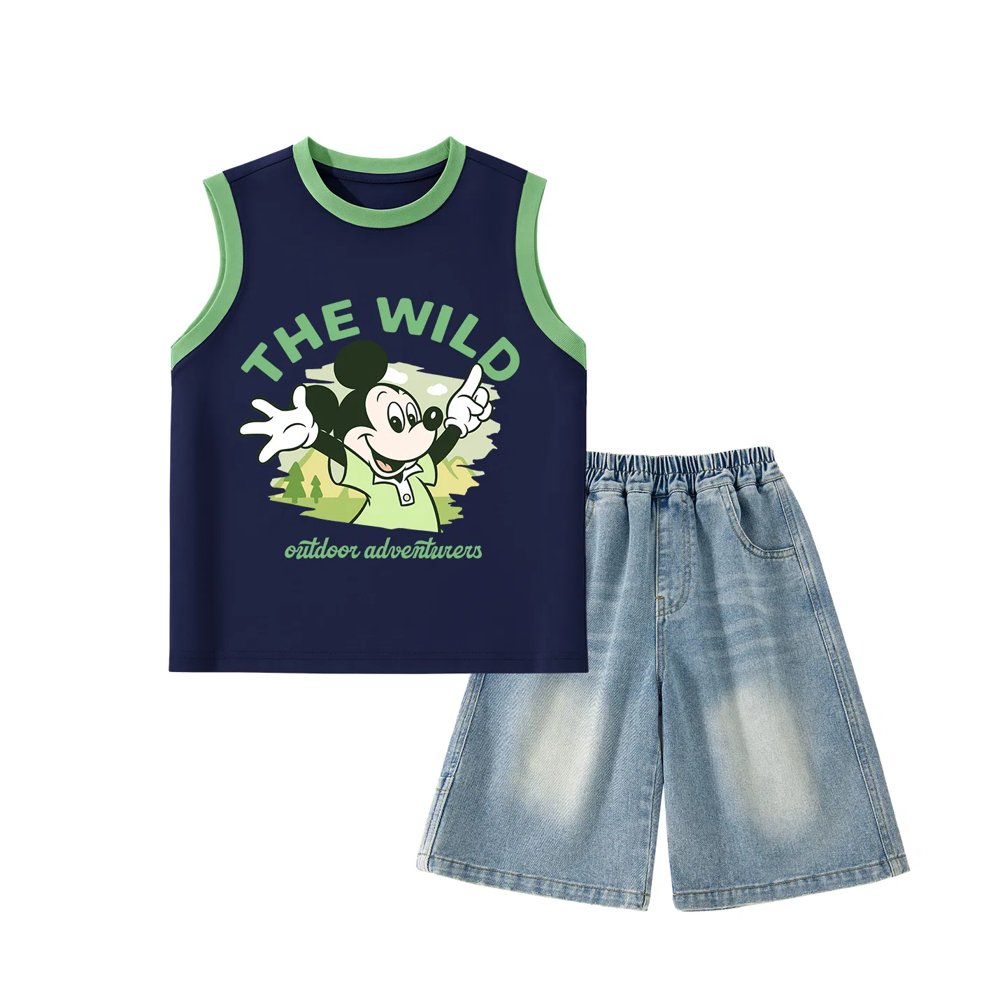 Спортивный костюм с круглым вырезом, Disney, Dihao Jing Green Blue