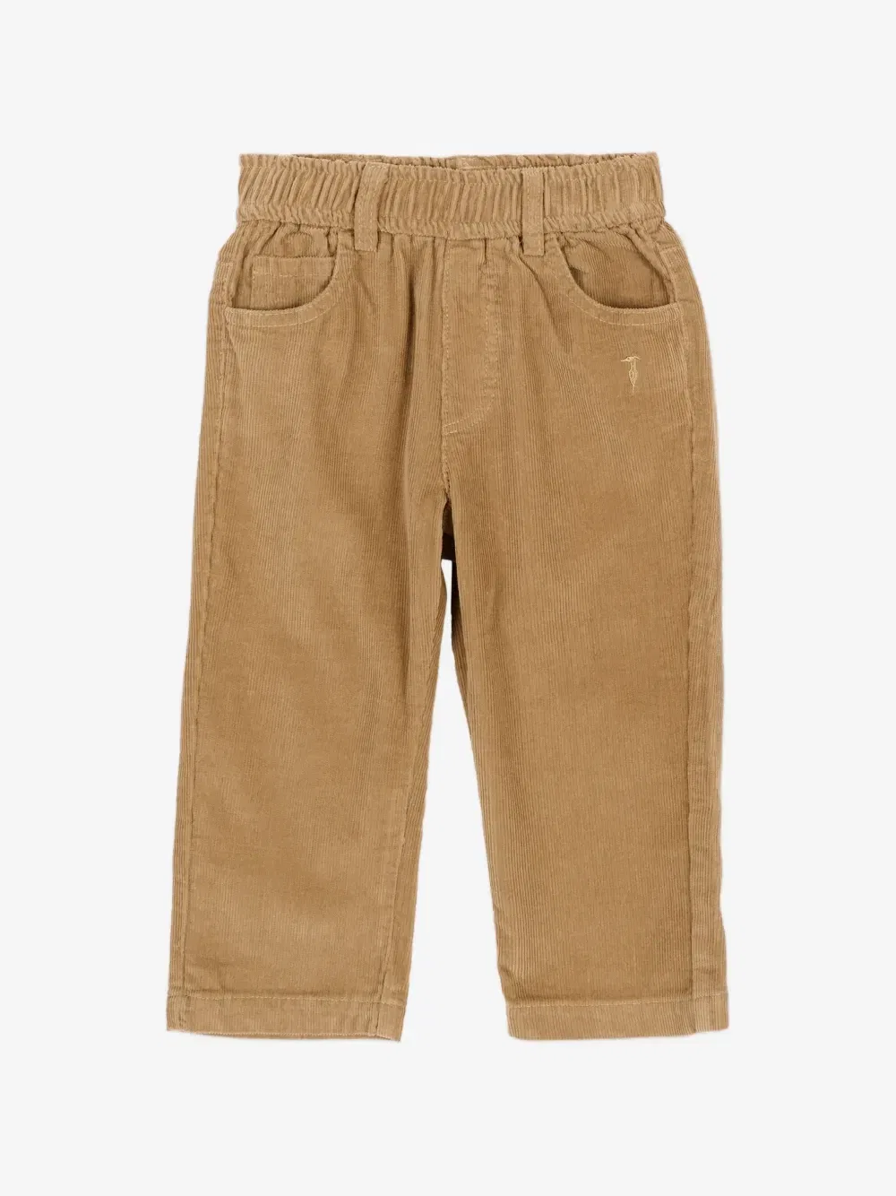 Вельветовые хлопковые брюки Trussardi Junior, бежевый
