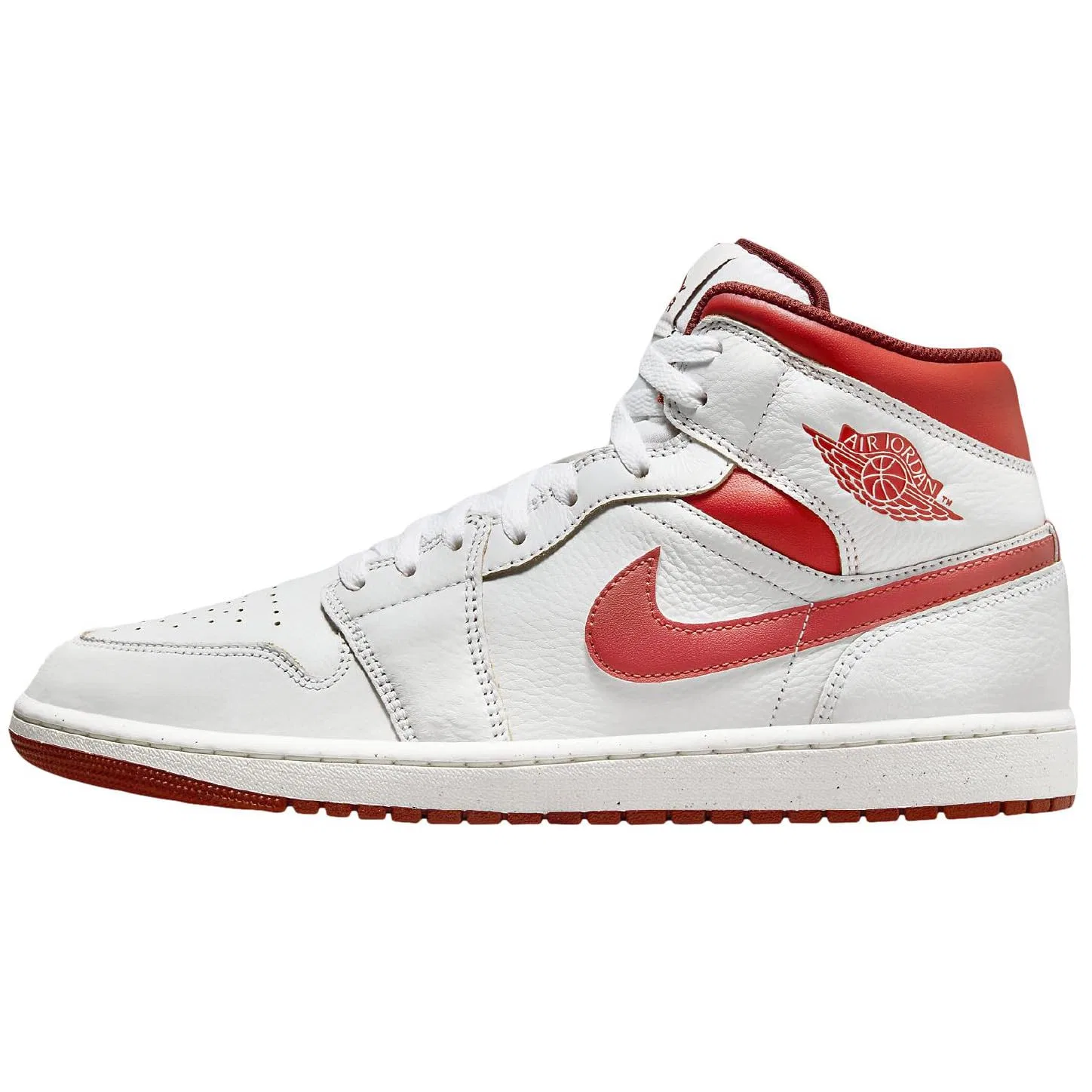 Детские кроссовки для мальчиков с принтом Air Jordan 1 Mid SE Big Kids Shoes NIKE, White Lobster Dune Red Sail