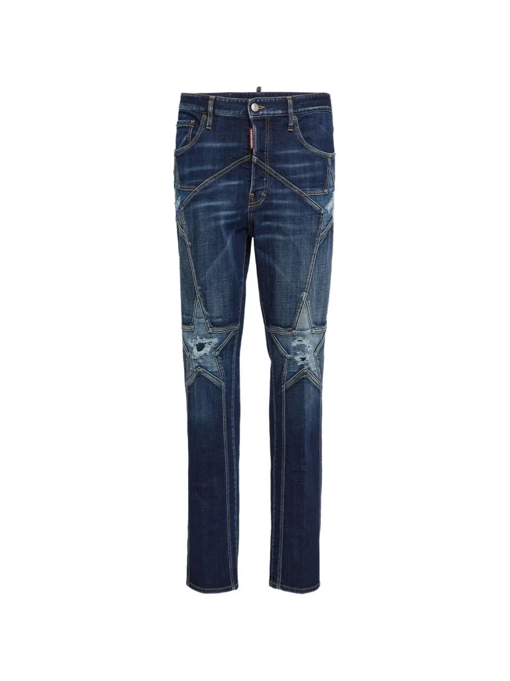 Джинсы 642 Super Star с нашивками и эффектом потертости Dsquared2, синий