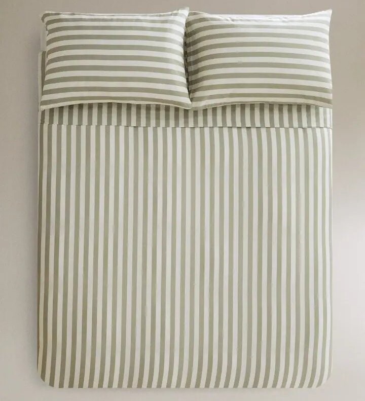 

Пододеяльник Zara Home Striped Cotton Linen, зеленый