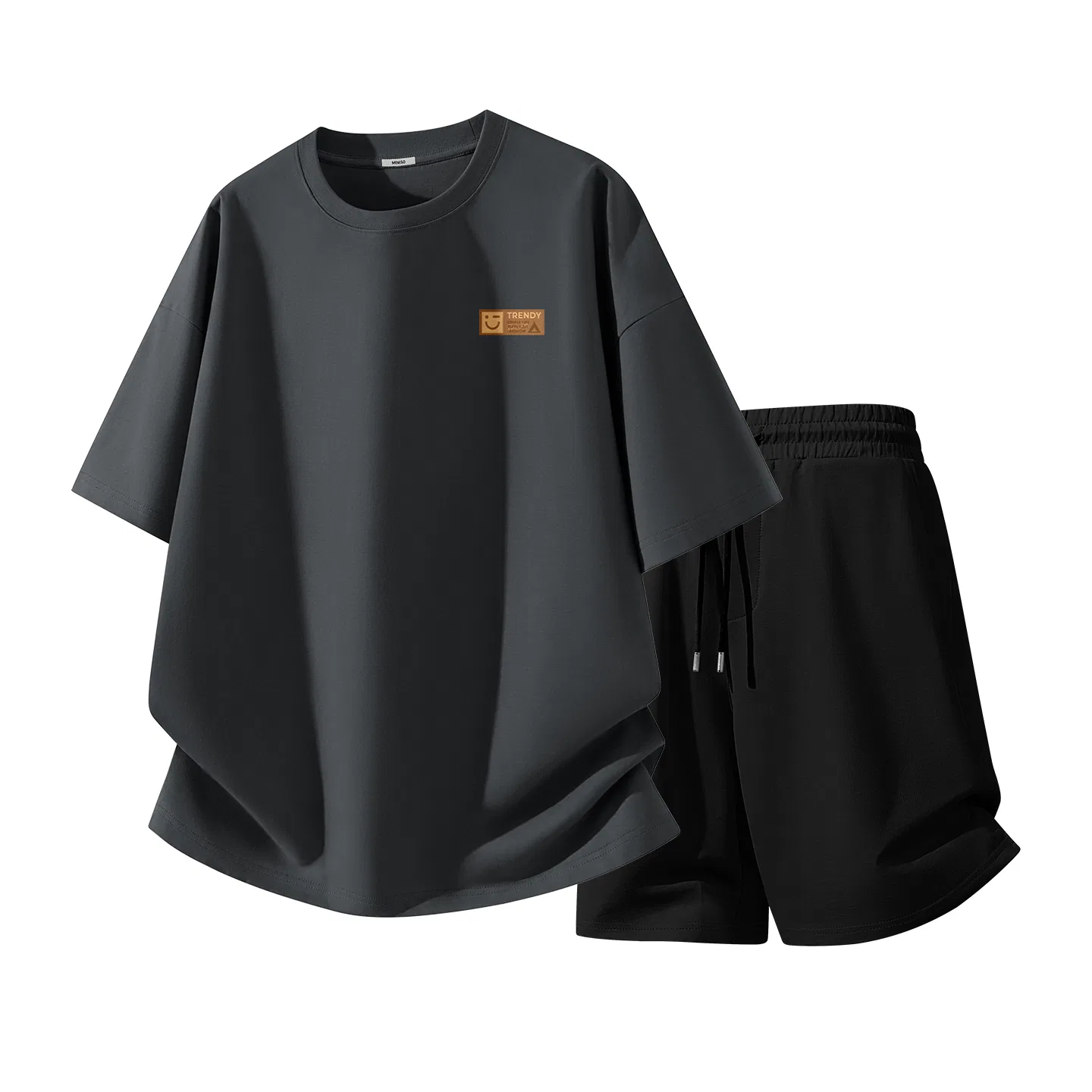Комплект спортивной одежды детский 100% хлопок MINISO, Dark Gray Black