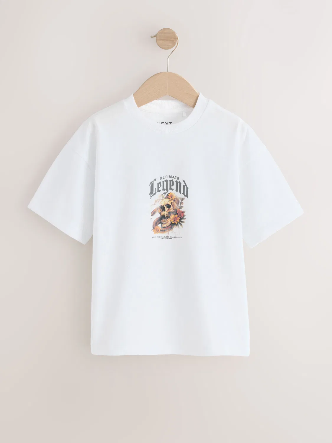 Футболка с принтом, Skull Back Print Next, белый — фото 4