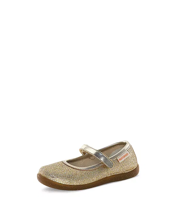 Детские балетки для девочек с блестками Pavia 2 Glitter Naturino, Metallic Platinum