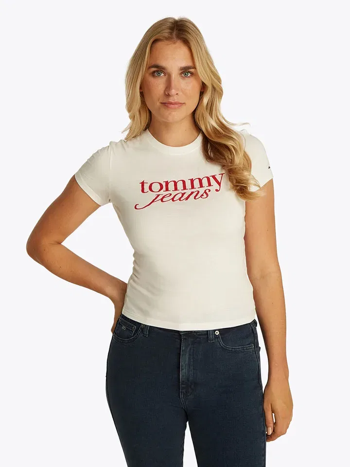 Женская футболка оверсайз Tommy Hilfiger, Black/Cream — фото 2