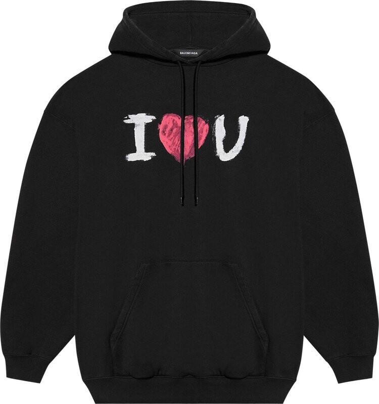 

Худи Balenciaga I Love U Medium Fit Hoodie Black, черный
