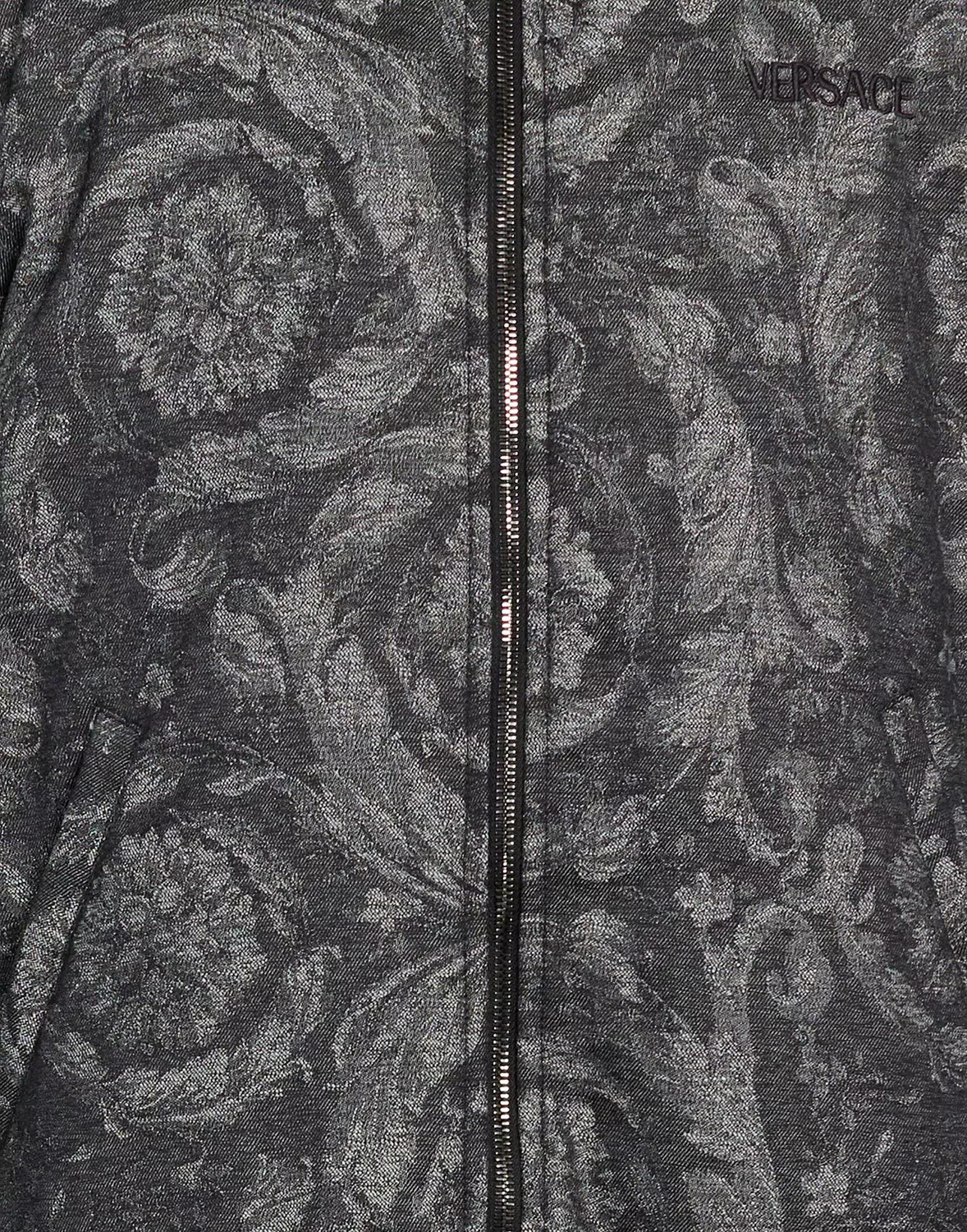 Мужская бомбер-куртка из шерсти с принтом Signature Charcoal Versace, темно‑серый — фото 4