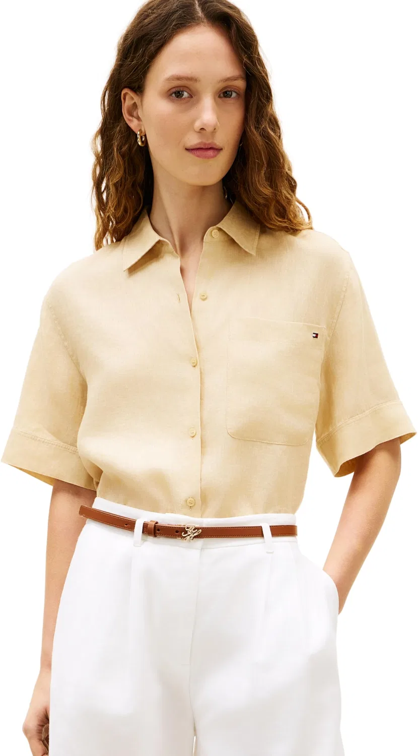 Женская рубашка с коротким рукавом Tommy Hilfiger, Harvest Wheat