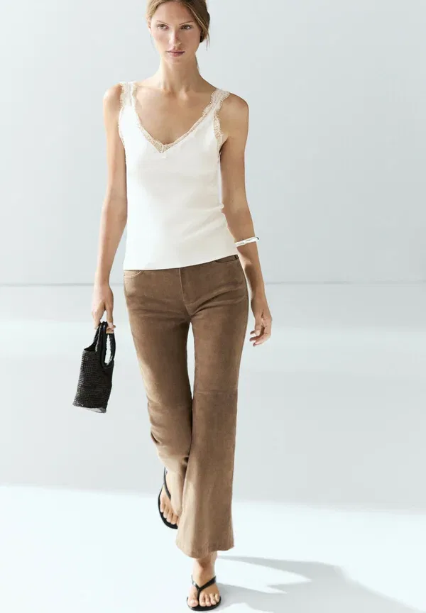 Топ кружевной Top Massimo Dutti, white, белый — фото 4