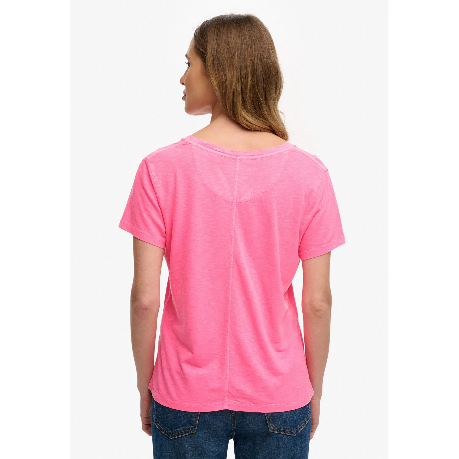 Женская футболка с V-образным вырезом Superdry, Fluro Pink — фото 3