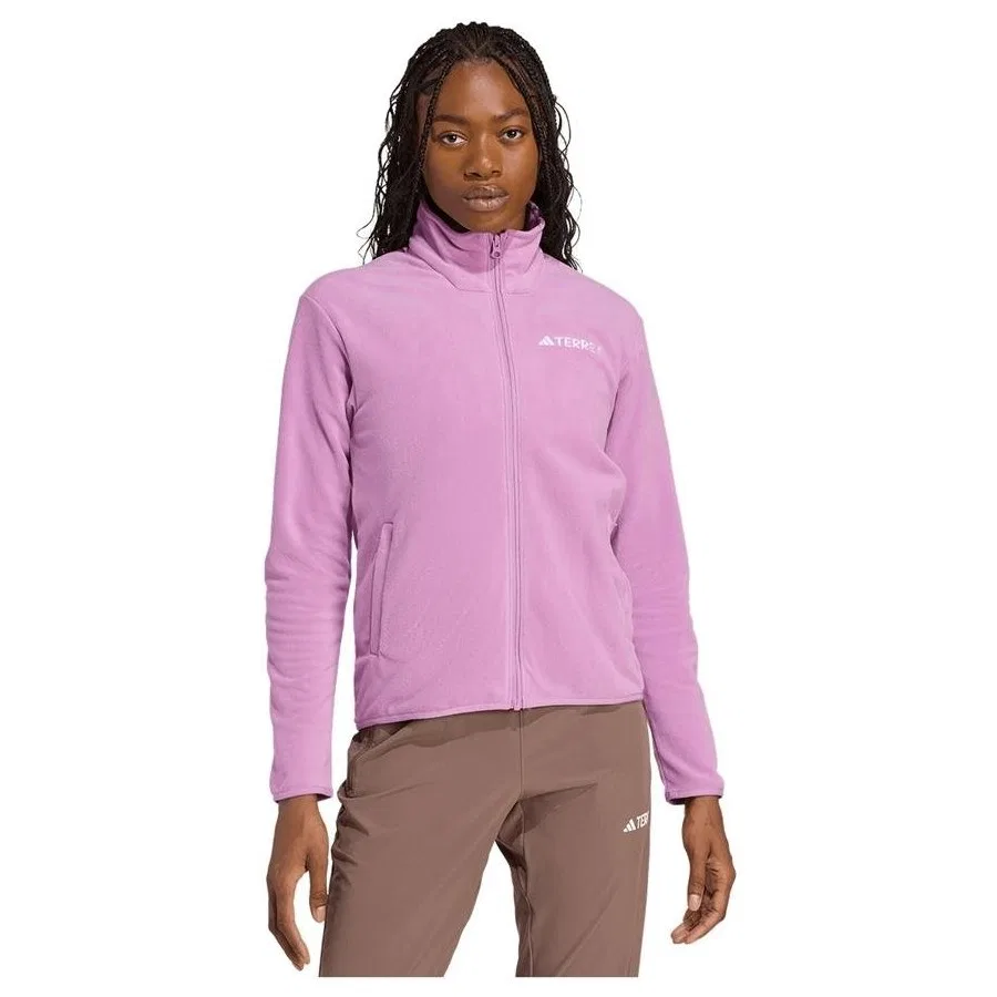 Женская куртка из флиса с высоким воротником adidas W mt Ess Fz Fl, Фиолетовый — фото 2