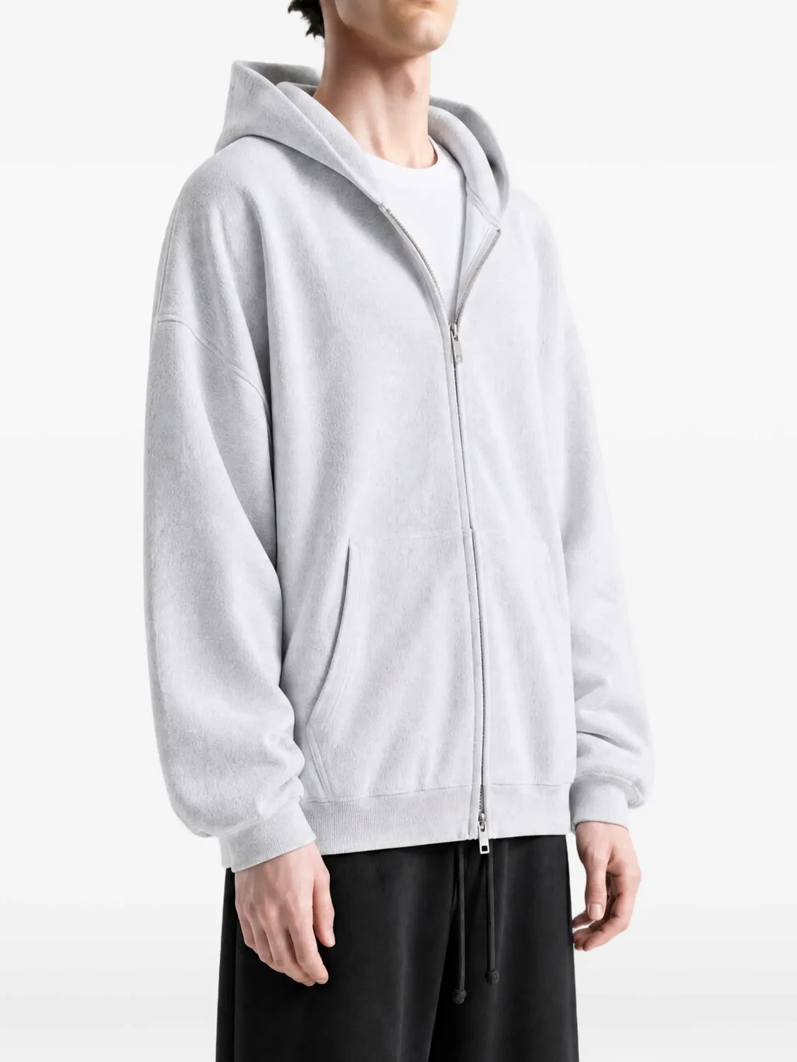 Худи на молнии с приспущенными плечами Alexander Wang, серый — фото 3