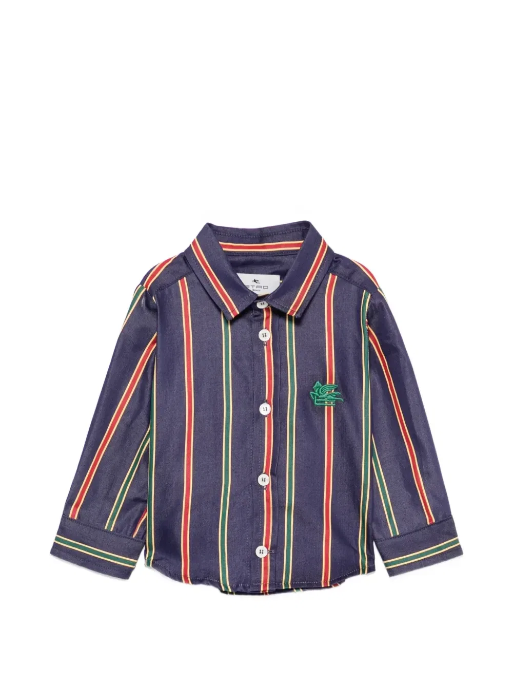 Полосатая рубашка с вышивкой Пегаса Etro Kids, синий