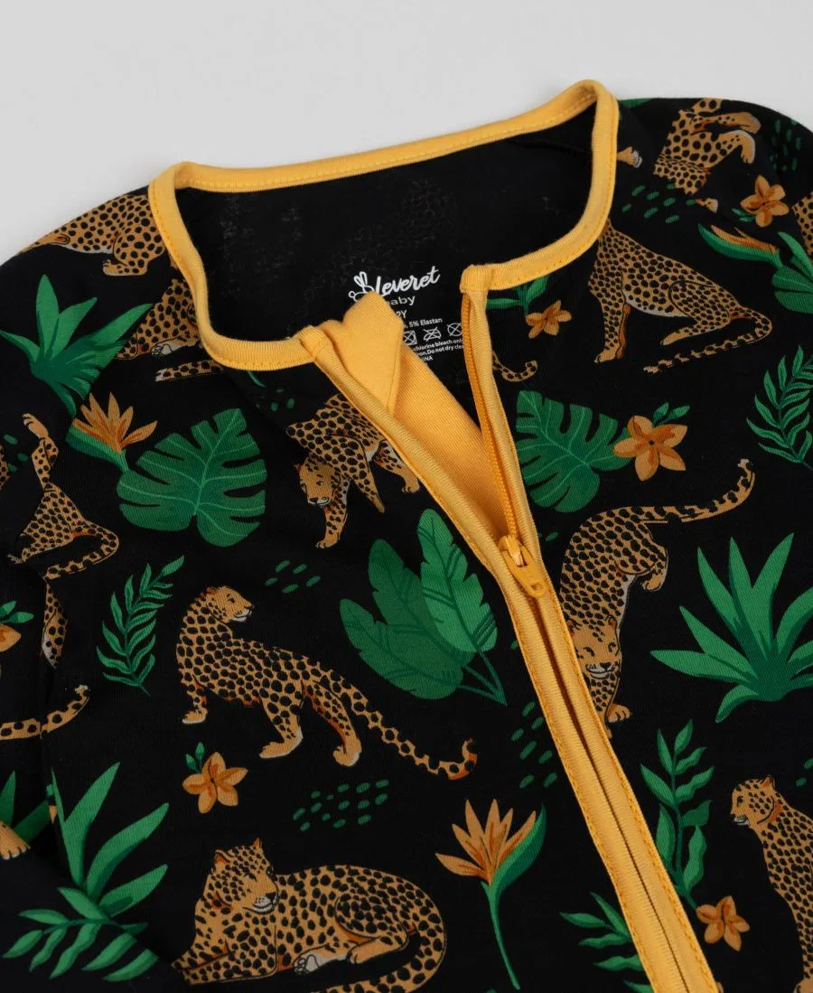 Комплект пижам из бамбукового вискозного трикотажа, с принтом Leveret, Leopard Black — фото 3