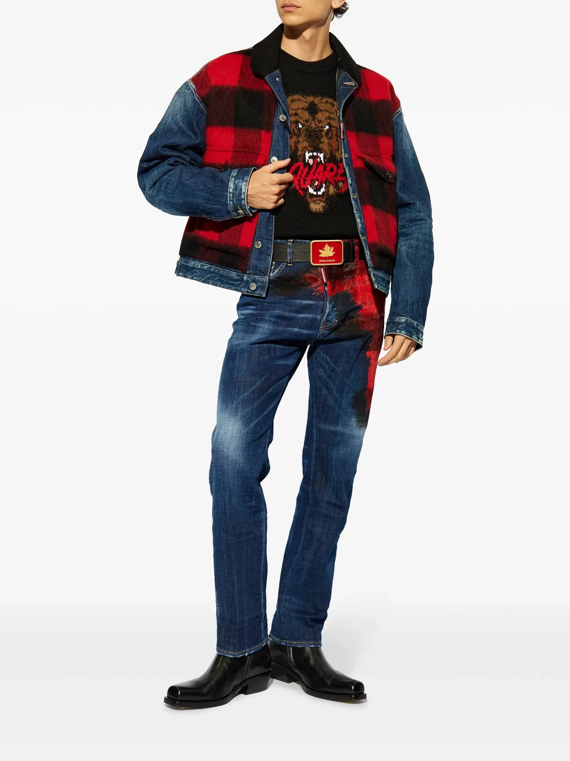Джемпер из шерсти с интарсией DSQUARED2, черный — фото 3
