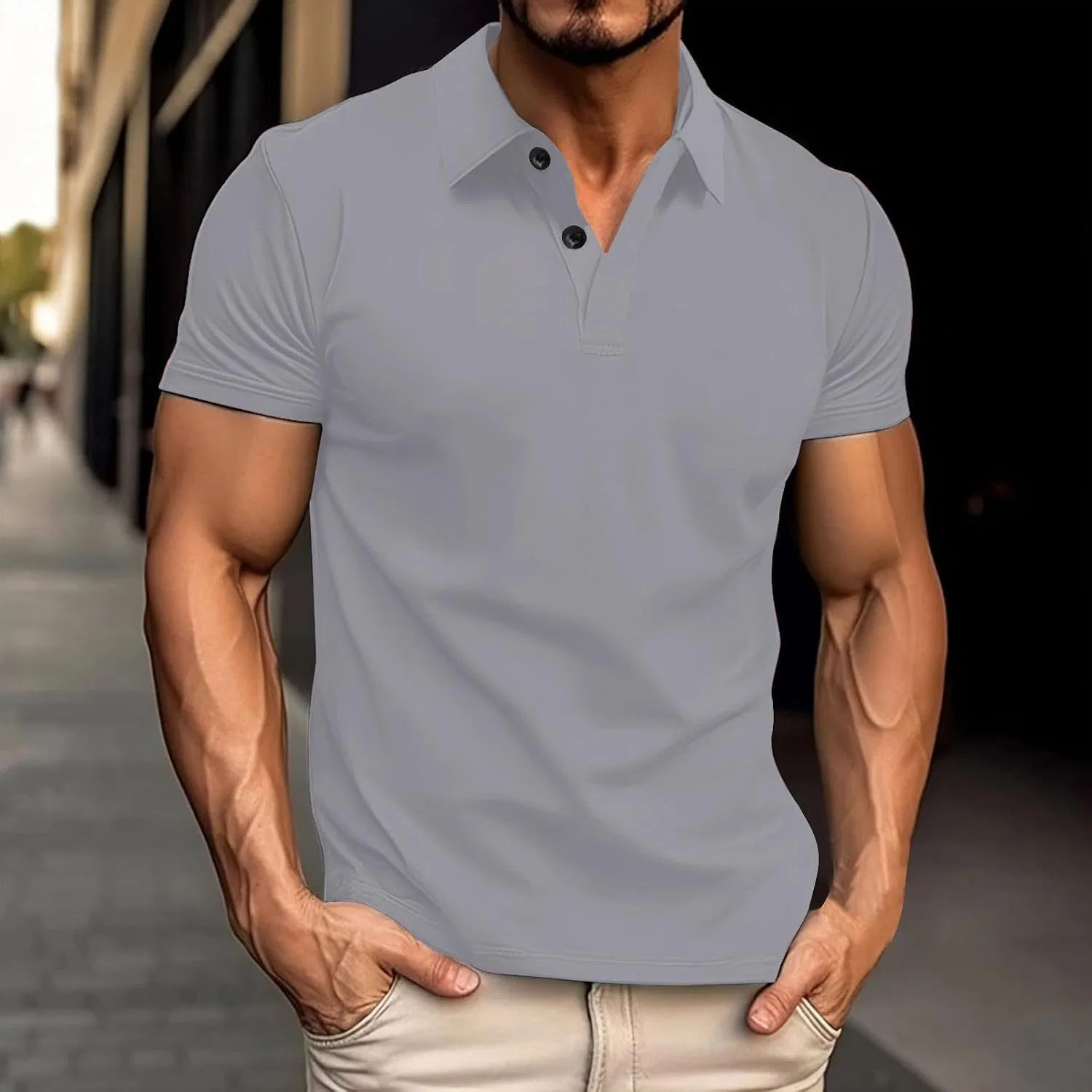 Мужская футболка с V-образным вырезом Muscle Tops, Grey — фото 2