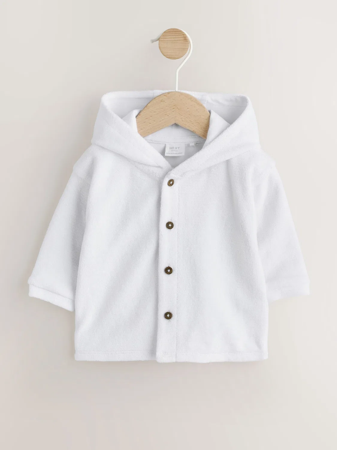 Детская куртка с капюшоном, махровая, White Towelling Jersey Next, белый