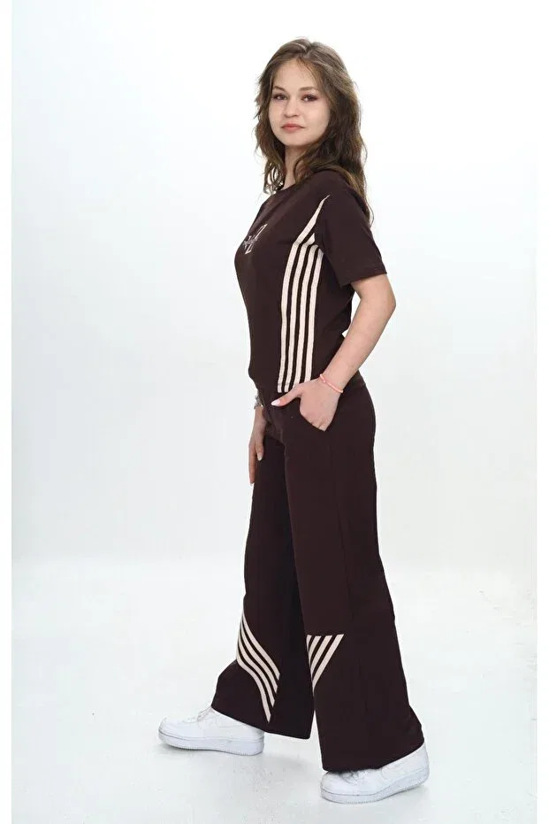 Детский комплект из футболки и брюк с принтом Sportswear Pantulux, Brown — фото 2