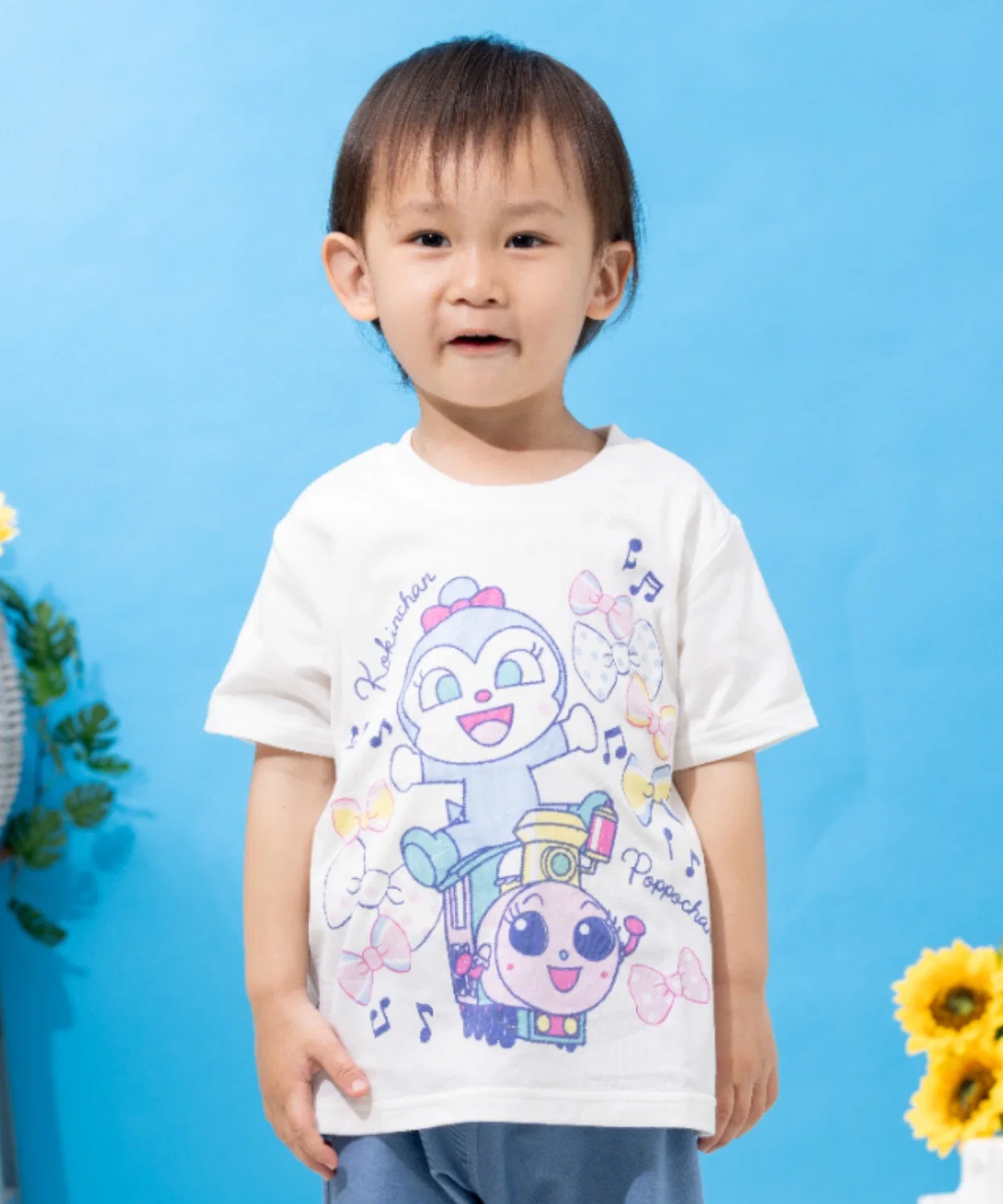 Детская футболка с принтом Kokin-chan Poppo-chan ANPANMAN KIDS COLLECTION, Off White