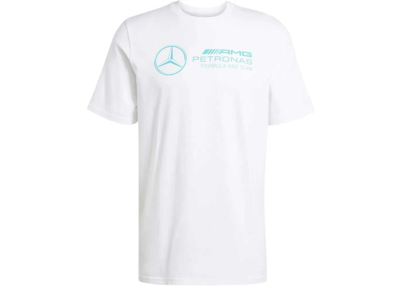 Мужская футболка с принтом Mercedes AMG Petronas Formula Team Dna Graphic T-Shirt Adidas, White/Semi Mint Rush