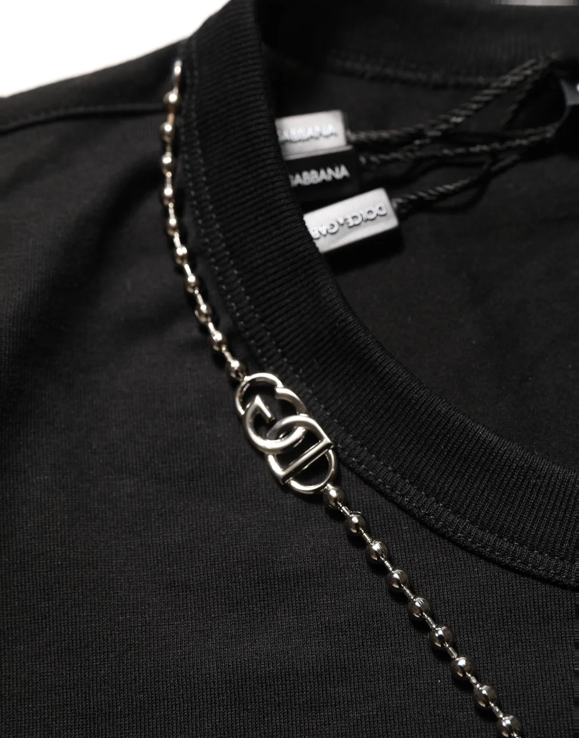Мужская футболка с коротким рукавом и цепочкой Dog Tag Dolce & Gabbana, Black — фото 2