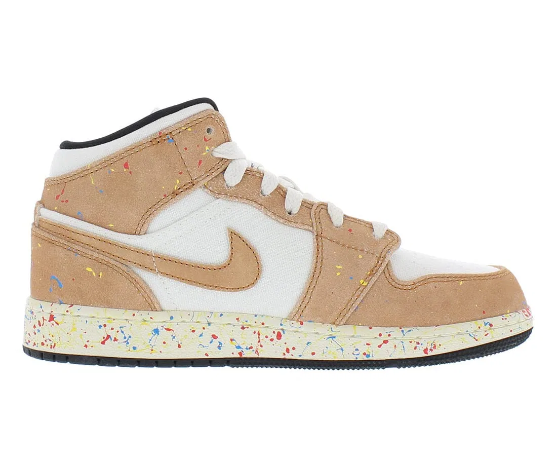 Детские кроссовки для мальчиков с высоким берцем Air Jordan 1 Mid Se NIKE, Sailing Black Cider Chile Red — фото 3