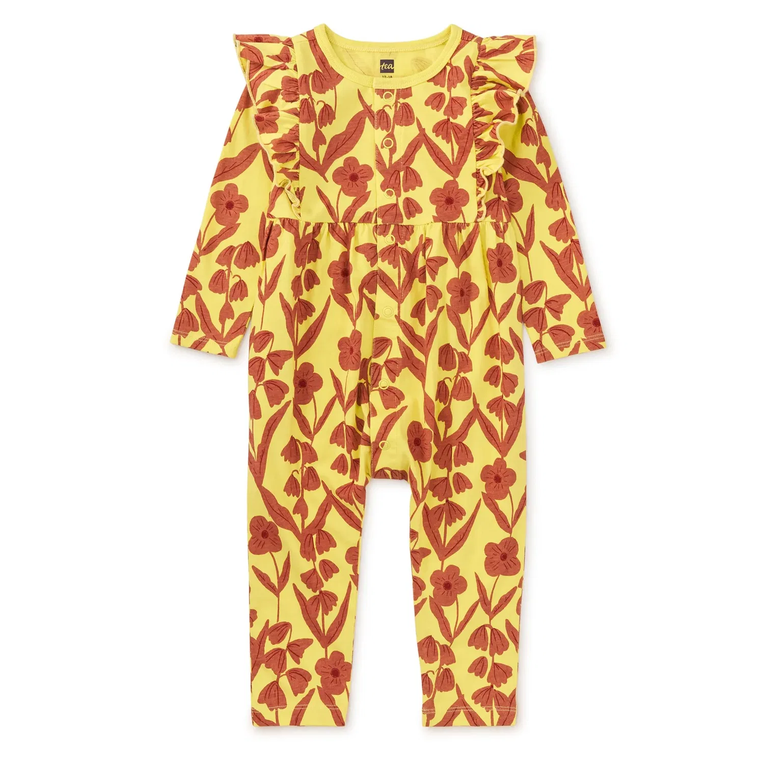 Детский боди-комбинезон с принтом Snap Front Ruffle Tea Collection, Turkish Floral In Lemongrass
