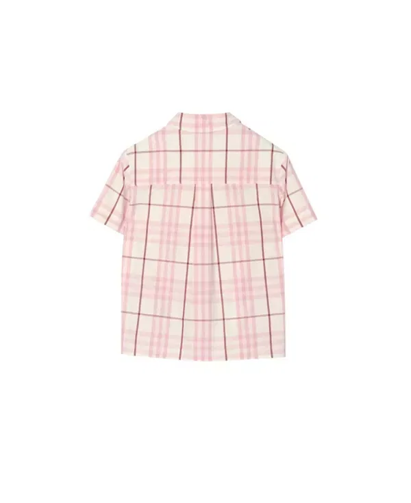 Детская рубашка для девочек хлопковая в клетку Burberry, Flora Pink — фото 2