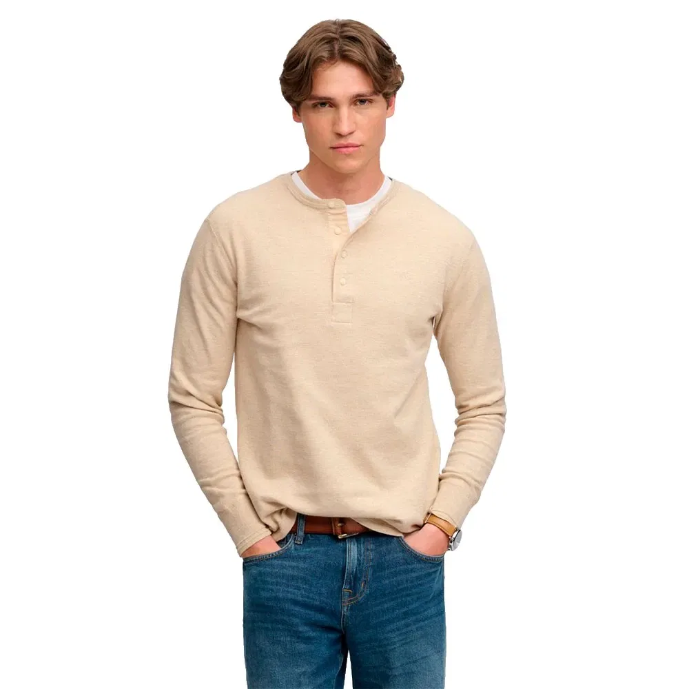 Мужской свитшот из вафельного трикотажа Mini Slub Waffle Grandad Superdry, Beige