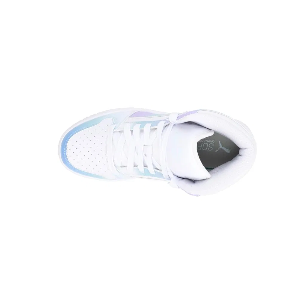 Детские кроссовки для мальчиков с закрытой пяткой Rebound Layup SL V PS PUMA PUMA Bright White Purple Turquoise Surf — фото 4