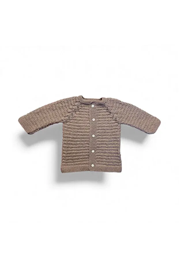Детский кардиган с узором Hand knitted waterway patterned baby / child cardigan soft color (1-3 years old) Pafuli, Soft Powder