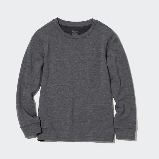 Лонгслив Uniqlo Heattech Extra Warm Cotton Crew Neck Long Sleeved Thermal, темно-серый - фото