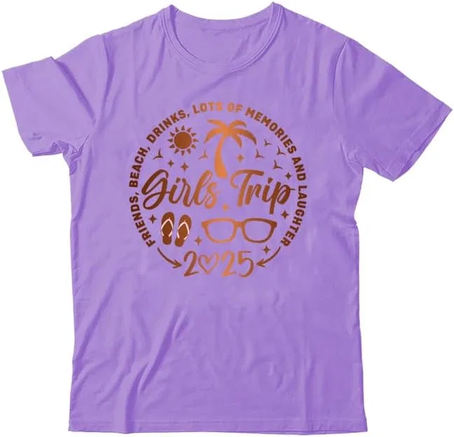 Унисекс футболка с принтом Girls Trip 2025 V-Neck, Purple