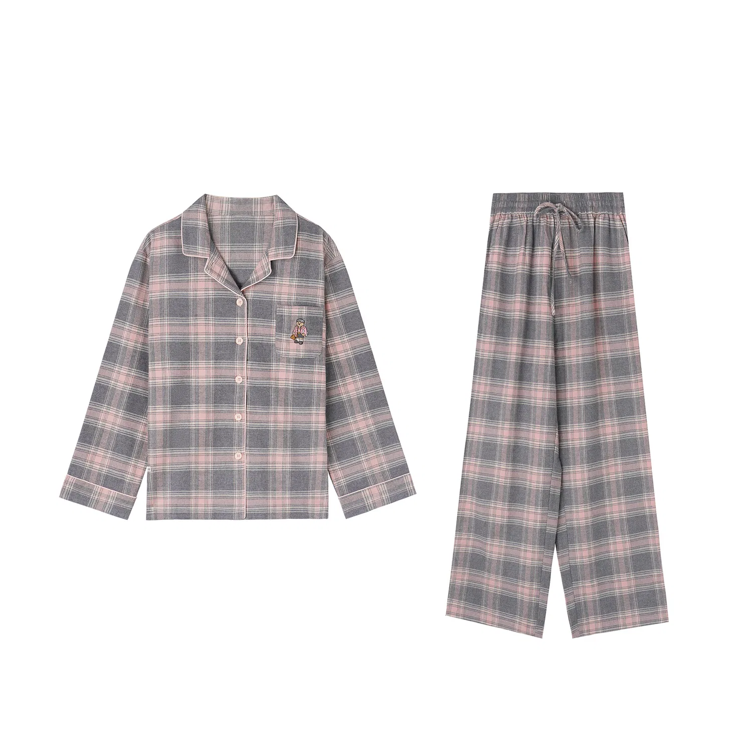 Комплект пижамный детский с принтом Teenie Weenie, Navy Blue Plaid — фото 3