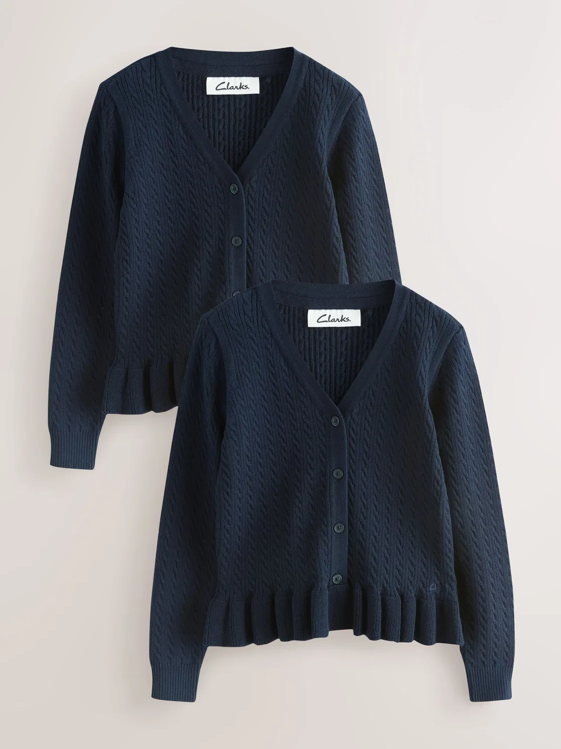 Кардиган Clarks Cable Knit Frill School, 2 шт., темно-синий