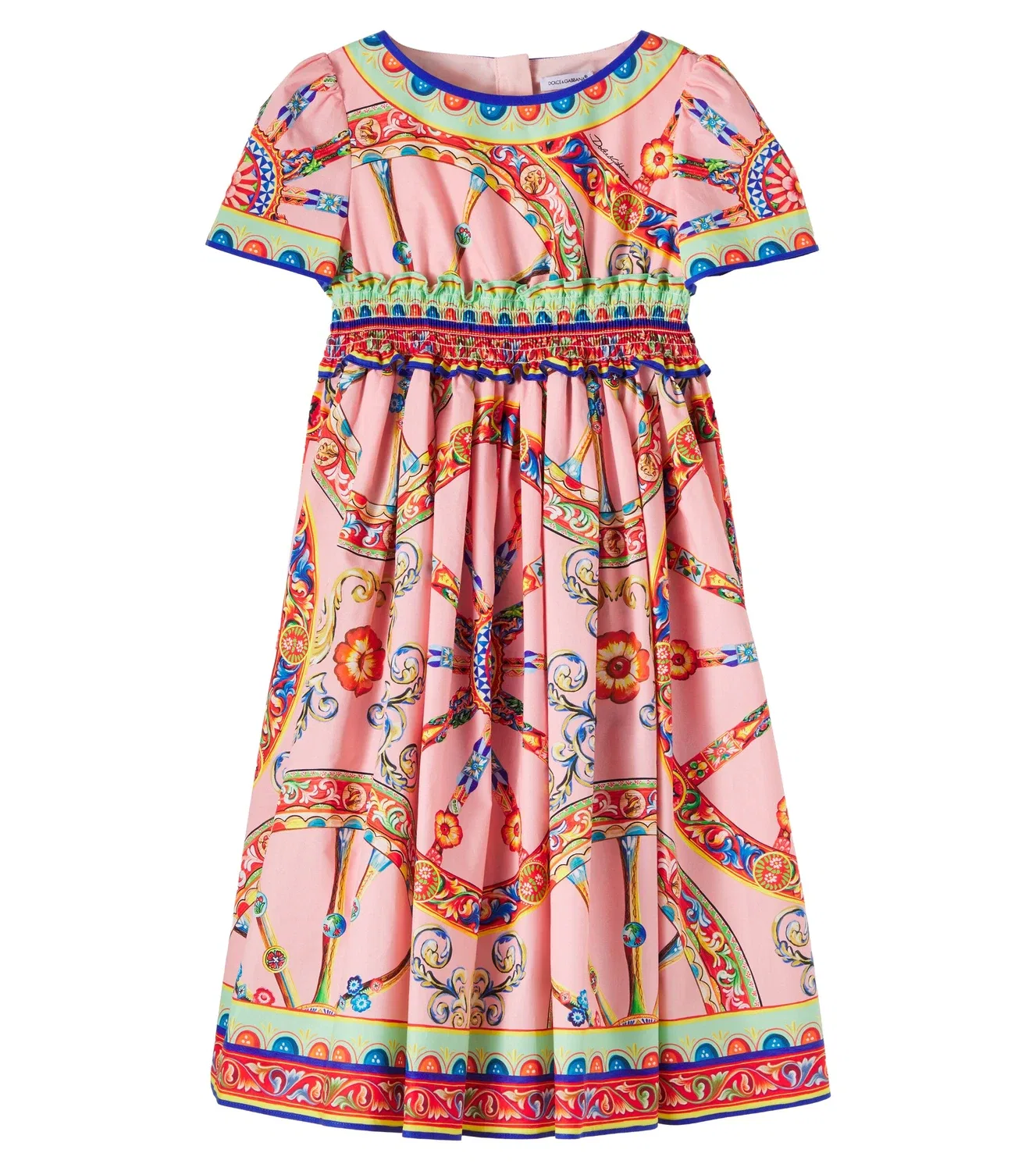 Нарядное платье из хлопкового поплина Carretto Dolce&Gabbana Kids, мультиколор