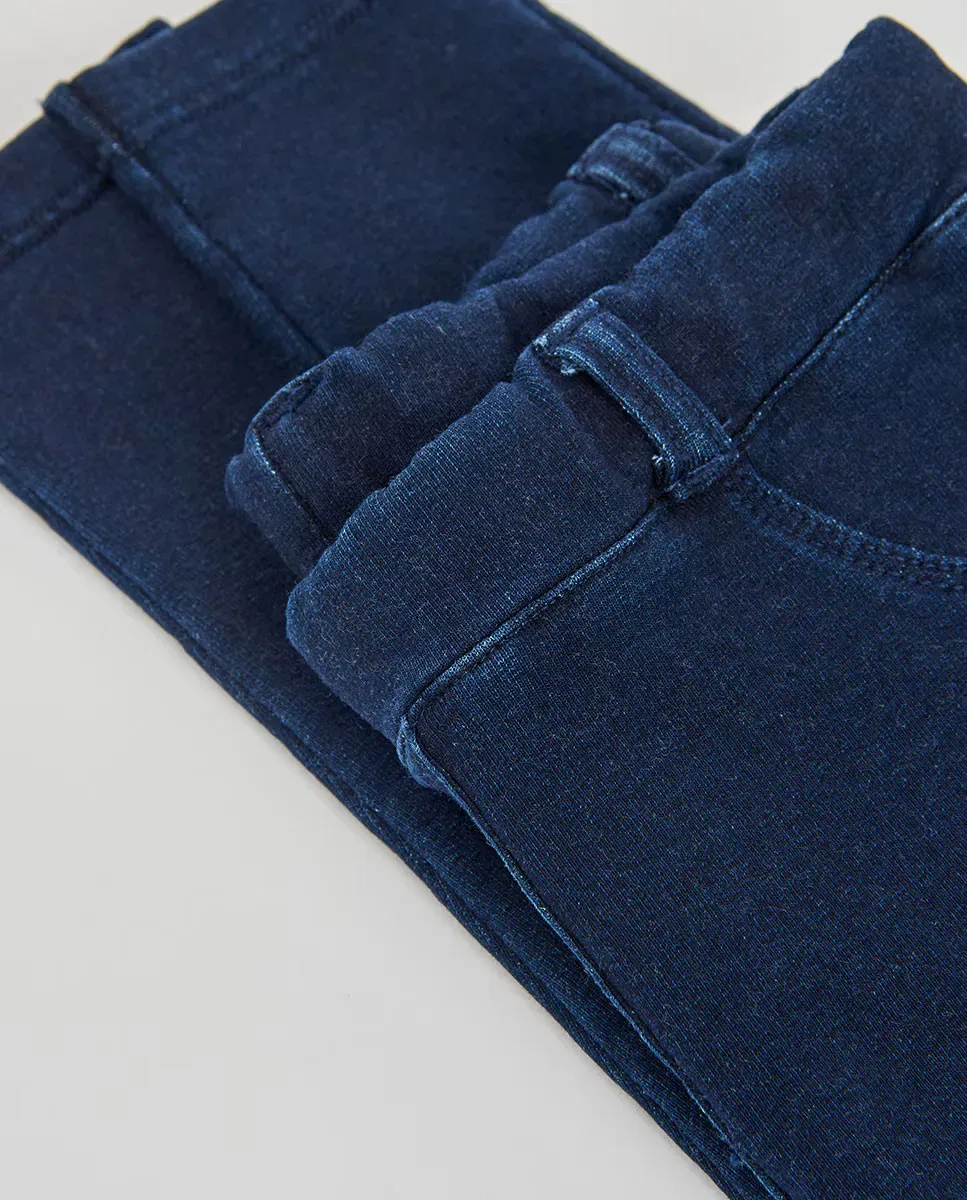 Детские джинсы для девочек из футера с завышенной талией Boboli, Azul Denim — фото 4